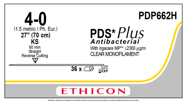 J&J Ethicon PDS® Plus Antibacterial (polydioxanone) Suture PDP662H