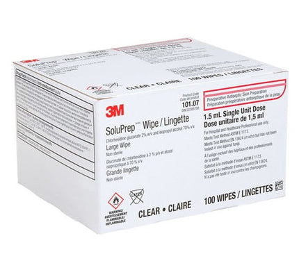 3M (Solventum) 3M™ SoluPrep™ Wipes (2% w/v CHG / 70% v/v IPA) Large, 100 each/box, S10107 / 101.07