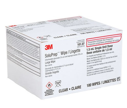 3M (Solventum) 3M™ SoluPrep™ Wipes (2% w/v CHG / 70% v/v IPA) Large, 100 each/box, S10107 / 101.07