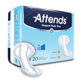 Attends shaped pads plus 24.5", 4 bags of 20, SPDPA