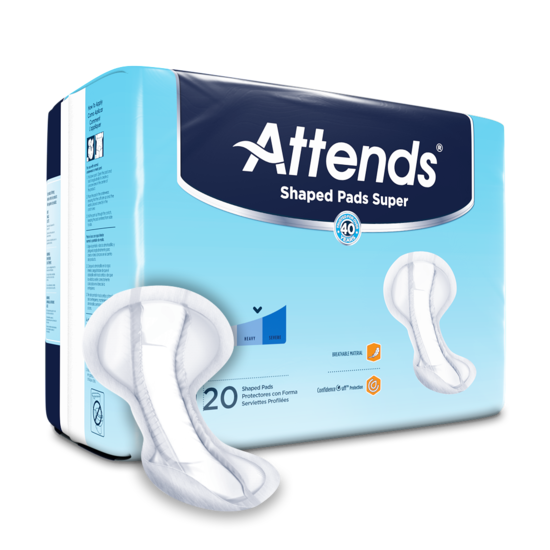 Attends shaped pads super 24.5", 4 bags of 20, SPSA