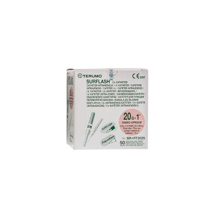 Terumo Surflash IV Catheter Pink 20GA x 1", 50 each/box, SR-FF2025 / SRFF2025