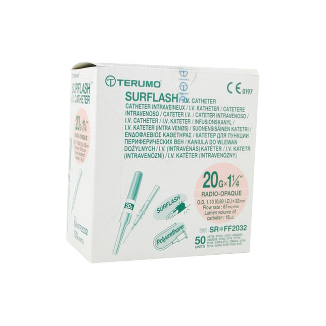 Terumo Surflash IV Catheter Pink 20GA x 1.25", 50 each/box, SR-FF2032 / SRFF2032