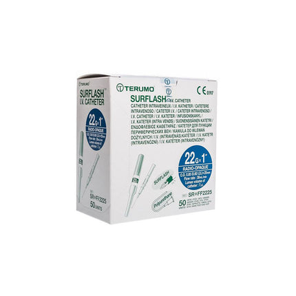 Terumo Surflash IV Catheter Blue 22GA x 1", 50 each/box, SR-FF2225 / SRFF2225