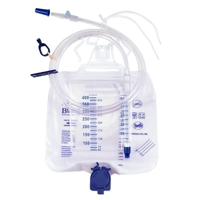 Belpro Medical 200ml Urine Meter with anti-splash drain valve, 2600mL drainage bag, 10 each/case, UM776-2600400D