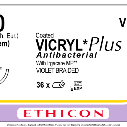 J&J Ethicon COATED VICRYL® Plus Antibacterial (polyglactin 910) Suture 36 each/box VCP332H