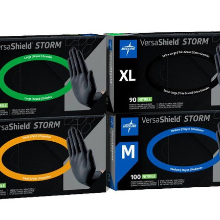 Medline VersaShield™ Storm Powder-Free Nitrile Exam Glove, Black, 10 Boxes/Case