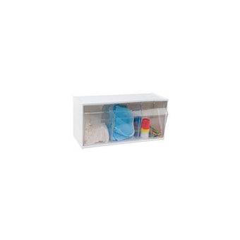 compare product Deflecto Sundry Tilt Bin, 4 Bins, Black, 1 EA, 20404OP