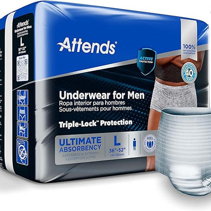 Attends Discreet Men's Underwear, Large/X-Large, 4 bags of 18 ,ADUM35