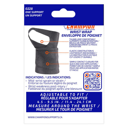 Airway 1 Champion Wrist Wrap One Size 4 1/2" - 9 1/2", 1 Each, 0228 - A Medi Supplies