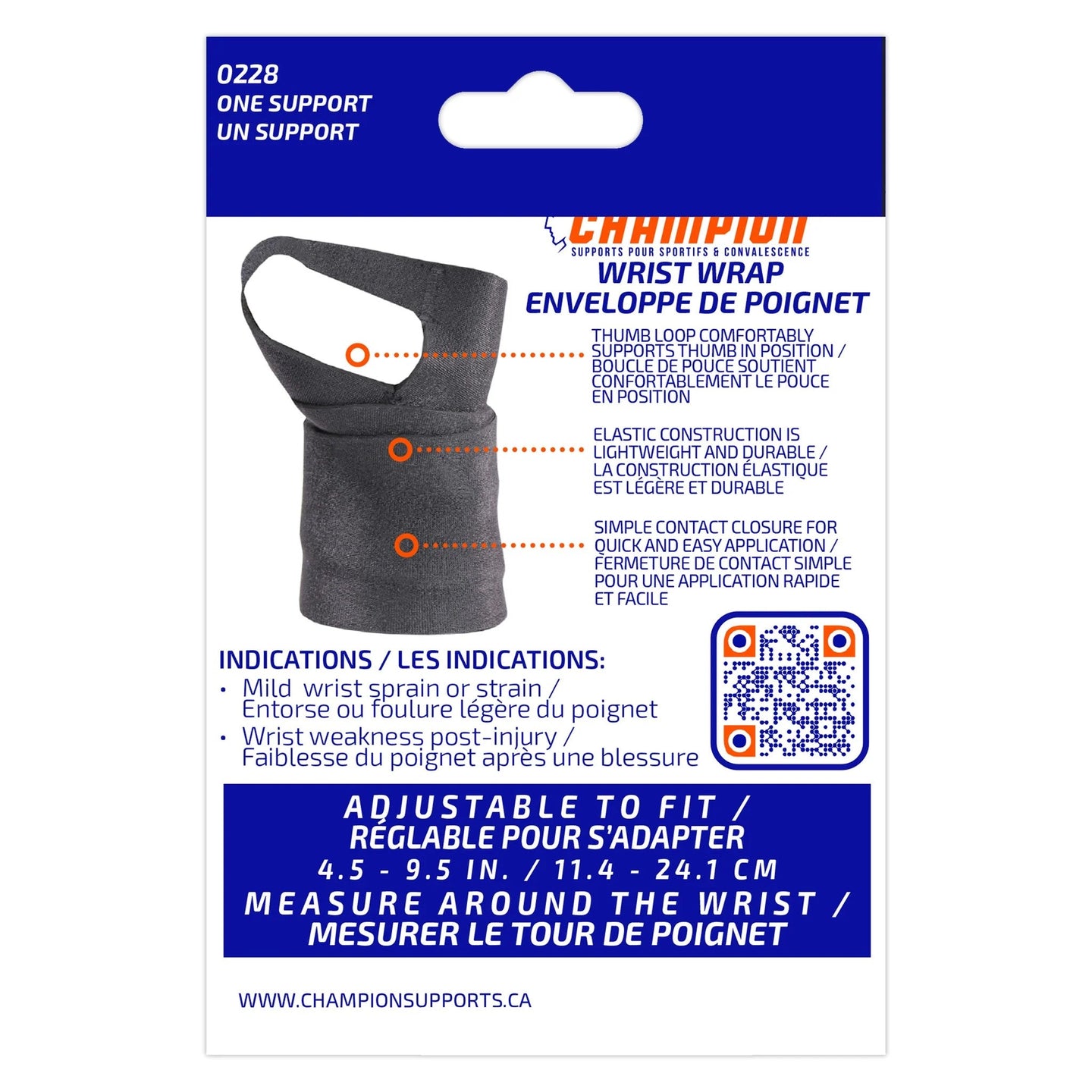 Airway 1 Champion Wrist Wrap One Size 4 1/2" - 9 1/2", 1 Each, 0228 - A Medi Supplies