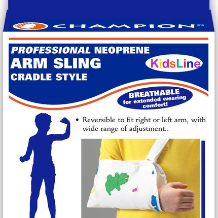 Airway Kids Line Minimum Arm Sling Cradle - style W/ Thumb Loop Youth (7 - 10") Print Neoprene Reversible, 1 Each, 0320PR - Y - A Medi Supplies