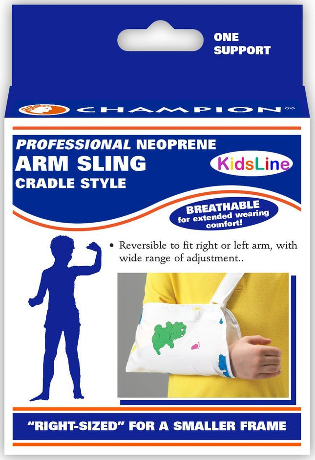 Airway Kids Line Minimum Arm Sling Cradle - style W/ Thumb Loop Youth (7 - 10") Print Neoprene Reversible, 1 Each, 0320PR - Y - A Medi Supplies