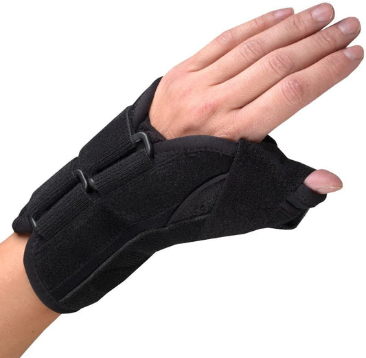 Airway Otc Maximum Wrist - Thumb Splint 6" Left Black XS (4 1/2 - 5 1/2") Removable Palmar Splint Latex - Free, 1 Each, 2386/L - XS - A Medi Supplies