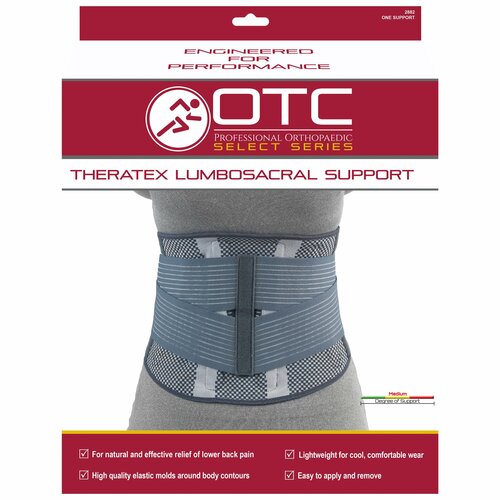 Airway OTC Medium Theratex Lumbosacral Support 4XL (53 - 58") Grey/patteren 10" Back W/ Flexible Stays, 1 Each, 2882 - 4L - A Medi Supplies