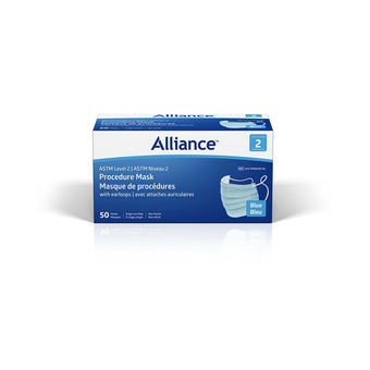compare product Alliance Level-2 Surgical Face Mask with Ear Loops, Blue, 50/BX, MM0200-BL