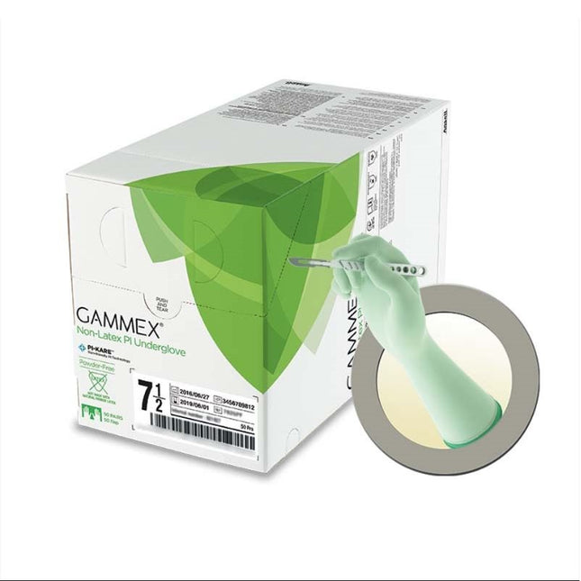 Ansell GAMMEX® Non-Latex PI Underglove, Green 50 pair/box, 4 box/case 20687255
