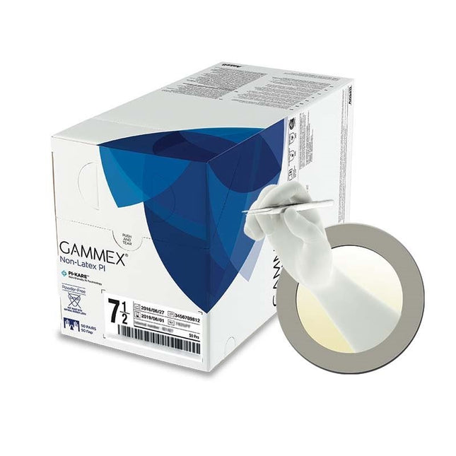 Ansell GAMMEX® Non-Latex PI Textured Surgical Glove, White 50 pair/box, 4 box/case 20688255