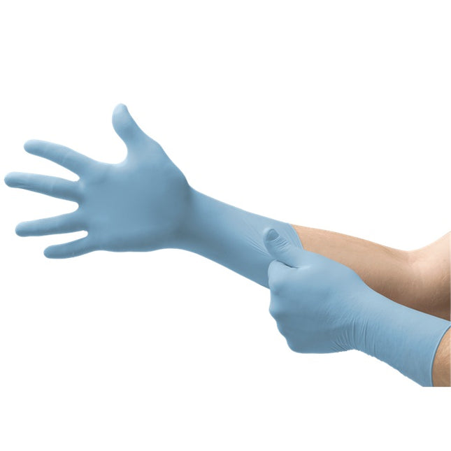 Ansell Micro-touch Nitra-tex Examination Glove, Nitrile, Pair, Blue 50 pair/box, 4 box/case 6034151