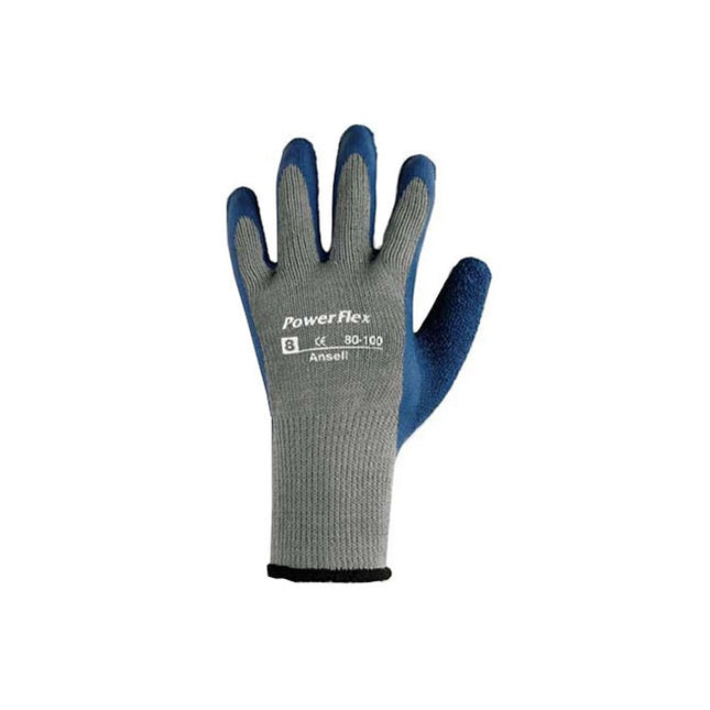 Ansell PowerFlex® Protective Glove, Size 8, L250-280mm, Grey/Blue 12 pair/bag, 12 bag/case 8010011080