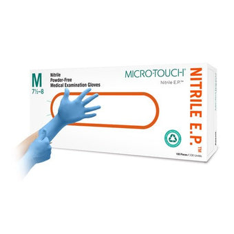 compare product Ansell Micro-Touch® Nitrile E.P.® Exam Glove with Extended Cuff, Size XL, 100 each/box, 6034054