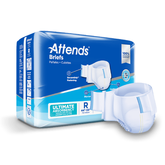 Attends Advanced Briefs, REGULAR - Waist Size 44" - 56", 4 bags of 20, DDC25 - A Medi Supplies