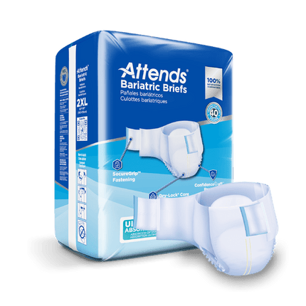 Attends Bariatric Briefs, 2X - LARGE Waist Size up to 70", 4 bags of 12, DD50 - A Medi Supplies