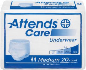 Attends Care Underwear, MEDIUM - Waist Size 34" - 44", 4 bags of 25, APV20100 - A Medi Supplies