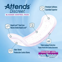 Attends Discreet Maximum Long L - 14.5" W - 5" - 10 bags of 20, ADPMAL - A Medi Supplies