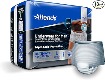 compare product Attends Discreet Men's Underwear, Large/X-Large, 4 bags of 18 ,ADUM35