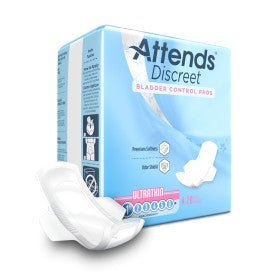 Attends Discreet Ultrathin Pads ,L - 9" W - 3.5" ,24 bags of 20 ,ADPTHIN - A Medi Supplies