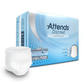 compare product Attends Discreet Underwear, Male, S/M - 4 bags of 20 ,ADUM15