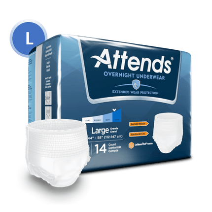 Attends Discreet Underwear Overnight, LARGE - Waist Size 38" - 50", 4 bags of 14, APPNT30 - A Medi Supplies