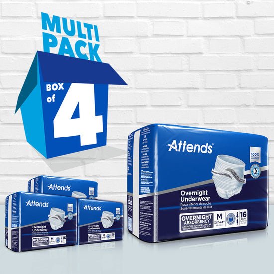 Attends Discreet Underwear Overnight, MEDIUM - Waist Size 34" - 44", 4 bags of 16, APPNT20 - A Medi Supplies