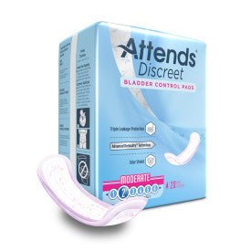Attends Discreet Women's Moderate Pads ,L - 10.5" W - 4.25" ,10 bags of 20 ,ADPMOD - A Medi Supplies