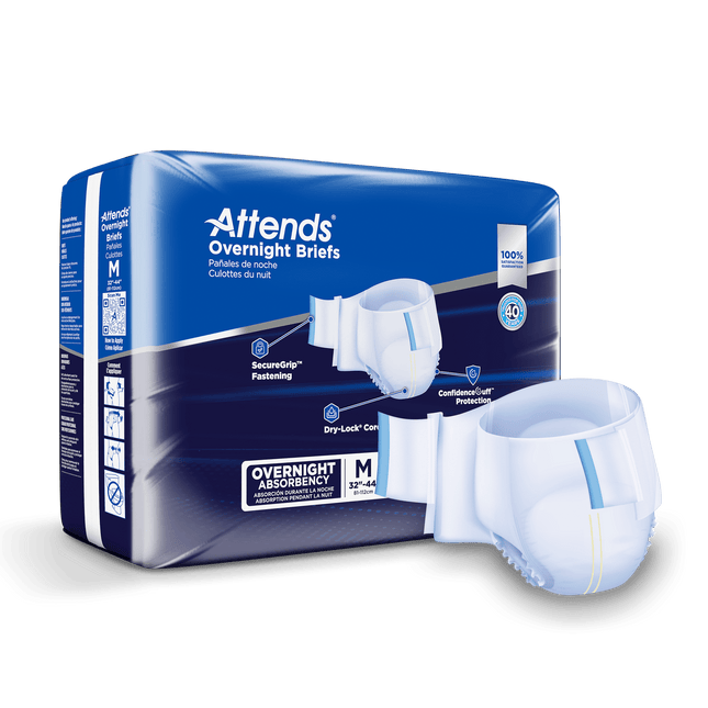 Attends Extended Wear Brief, MEDIUM - Waist Size 32" - 44", 4 bags of 18, DDEW20 - A Medi Supplies