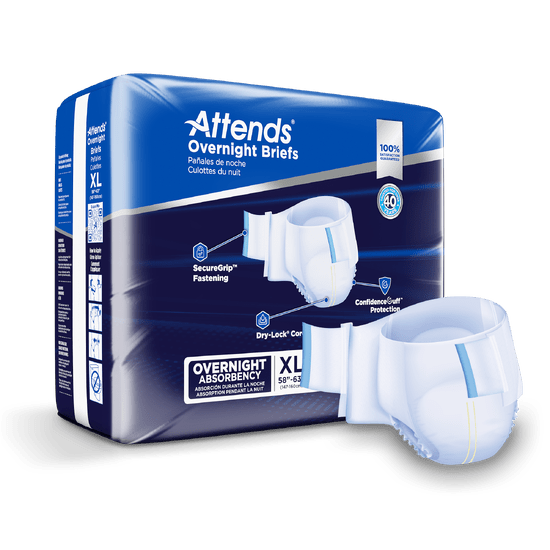 Attends Extended Wear Brief, X - LARGE - Waist Size 58" - 63", 4 bags of 14, DDEW40 - A Medi Supplies