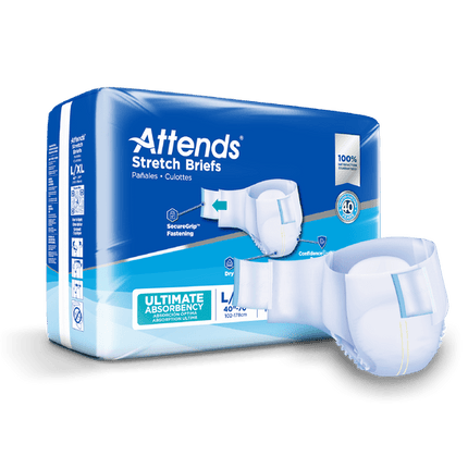 Attends Stretch Briefs, LARGE/X - LARGE - Waist Size 40" X 70", 4 bags of 24, DDSLXL - A Medi Supplies