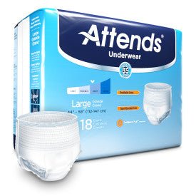 Attends Underwear, LARGE - Waist Size 44" - 58" - 4 bags of 18, AP0730 - A Medi Supplies