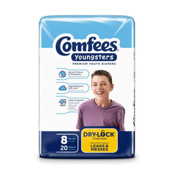 compare product COMFEES BABY DIAPER SIZE 8, 4 BAGS OF 20, CMF-8
