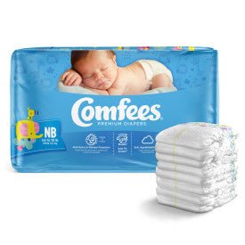 compare product Comfees Baby Diapers - Newborn, 4 bags of 42, CMF-N