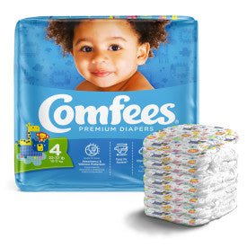Comfees Baby Diapers - Size 4, 4 bags of 31, CMF - 4 - A Medi Supplies