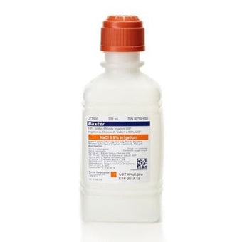 compare product Baxter 0.9% Sodium Chloride Irrigation USP, 500mL 15 each/case JF7633P