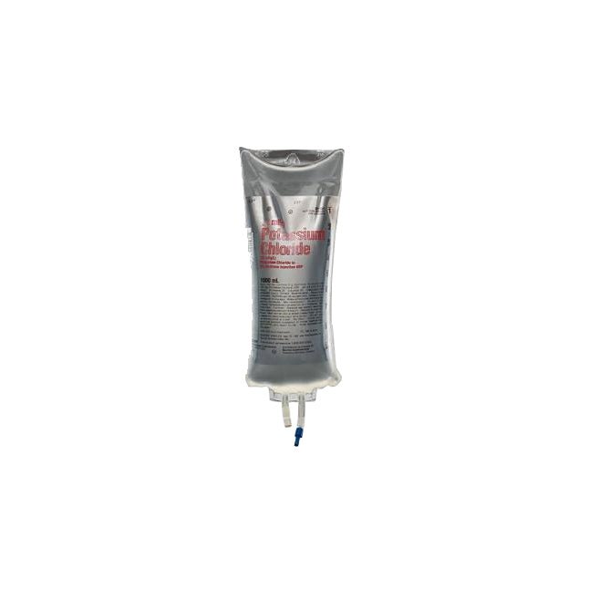 Baxter 20mmol Potassium Chloride in 5% Dextrose and Sodium Chloride Solution, 1000mL, 12 each/case JB1654 - A Medi Supplies
