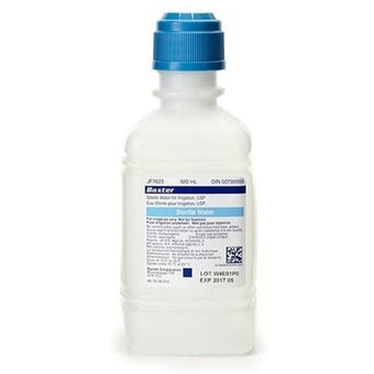 compare product Baxter Sterile Water for Irrigation, 500mL 15 each/case JF7113 Replaced by JF7623P