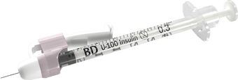 compare product BD SafetyGlide™ Insulin Syringe with Permanently Attached Needle 3/10mL 29GA x 0.5in 100/box 4 Box/case 305935