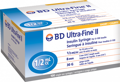 BD Syringe & Needle Insulin 0.5cc 30 X 5/16in Ultrafine Ii 100/box 5 Box/case 320468