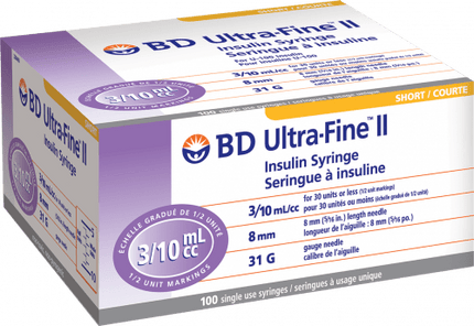 BD Syringe & Needle Insulin 3/10cc 8mm 31Gx5/16in Ultra - fine 100/box 5 Box/case 320440 - A Medi Supplies