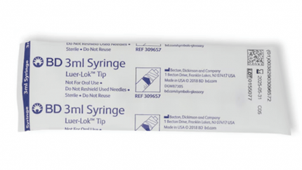 BD General Use Syringe, No Needle, Luer - Lok™ Tip 3 mL 200 / bx 4 bx/ case 309657 - A Medi Supplies