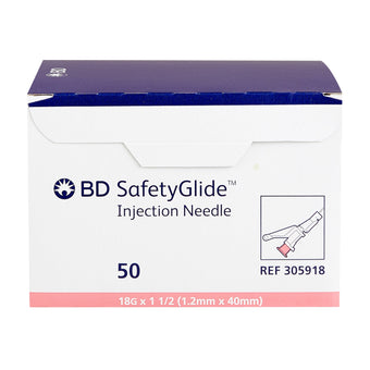 compare product 18G x 1 1/2 in. BD SafetyGlide™ Needle only 50 each/box, 10 box/case BD 305918